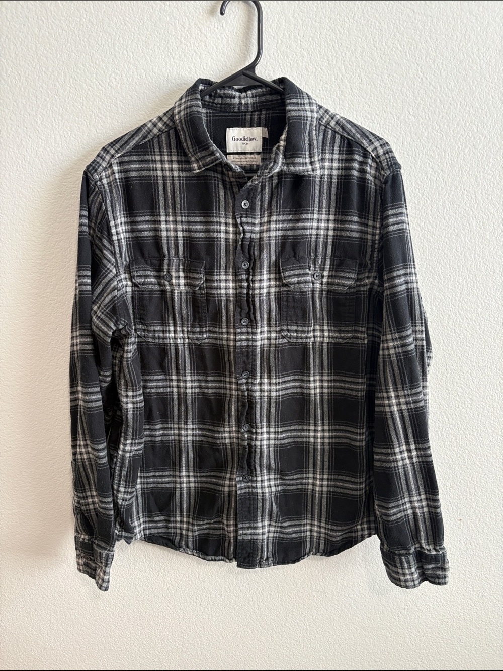 Goodfellow & Co Black and White Plaid Button-Down Shirt